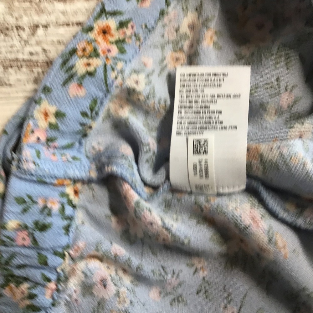 American Eagle Blue Floral Ruffle Mini Wrap Skirt Small Elastic Back Boho Summer - Picture 10 of 11